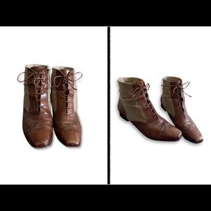 Salvatore Ferragmo canvas and leather vintage booties